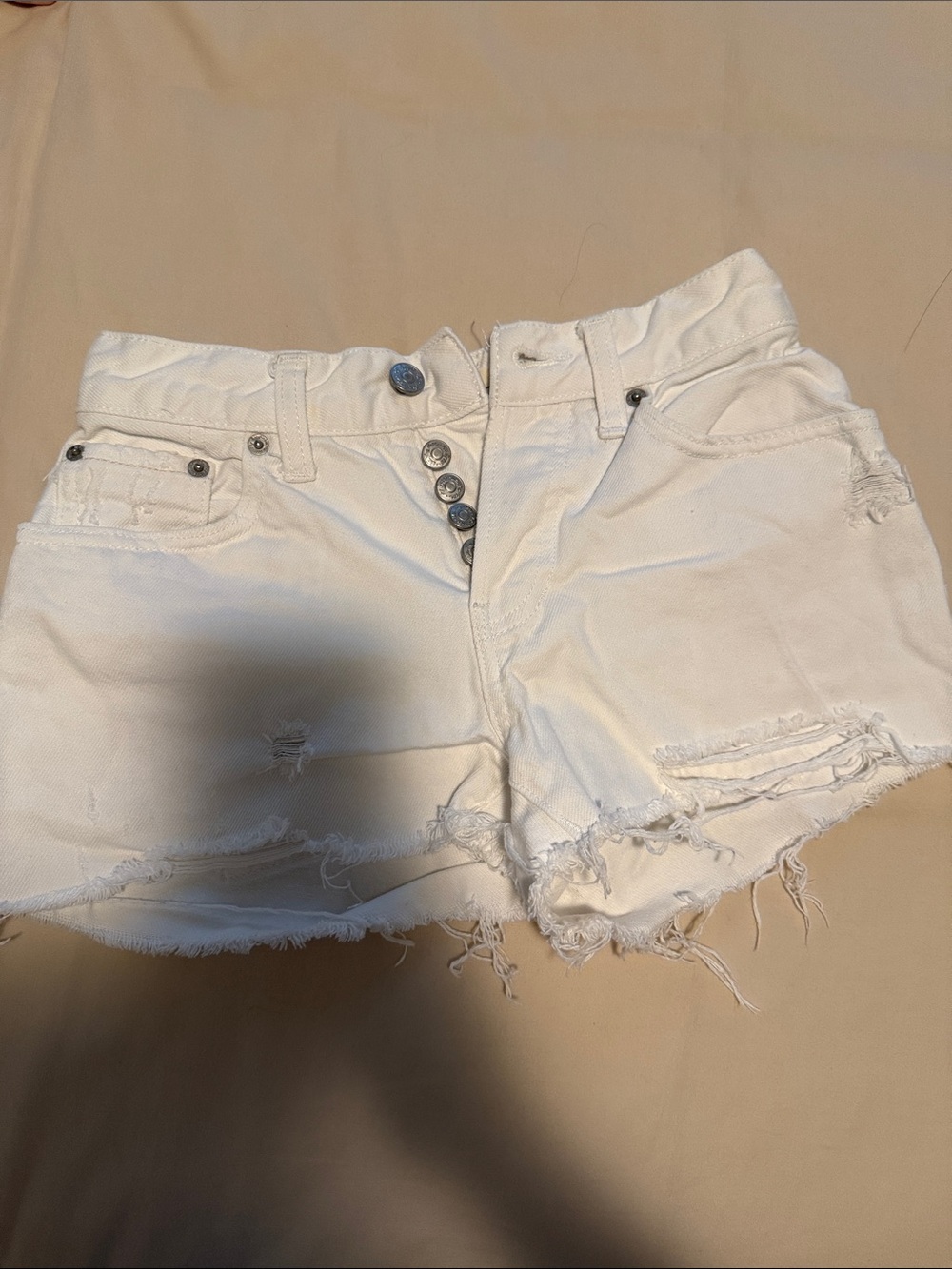 Free People High-Waist White Distressed Women’s Denim Shorts